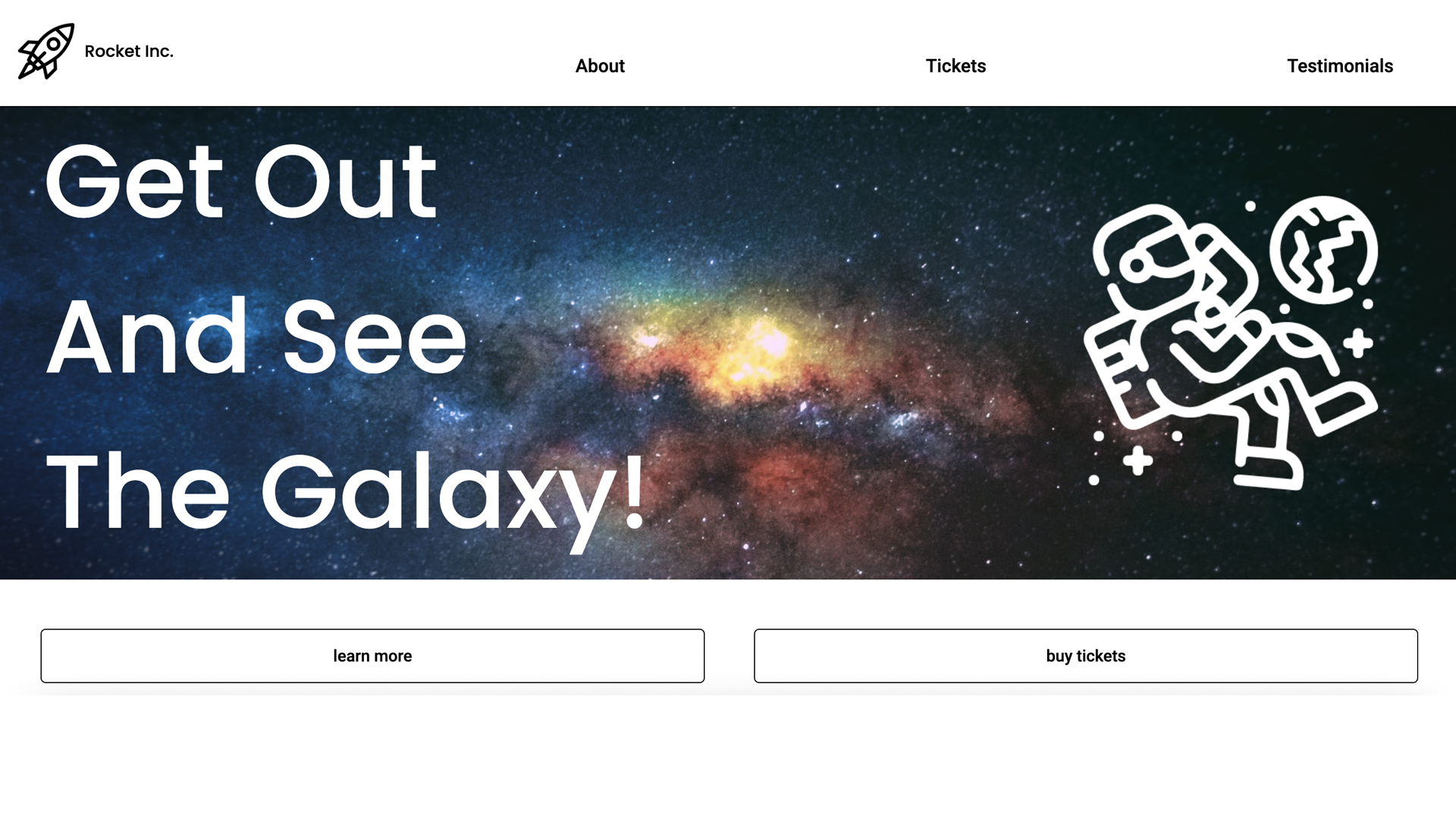 a picture of a mock website for a space travel company